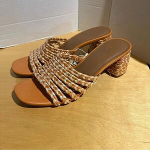 Universal Thread RACHEL Size 8 Mule Slide Heels Sandals Pink Orange NWT